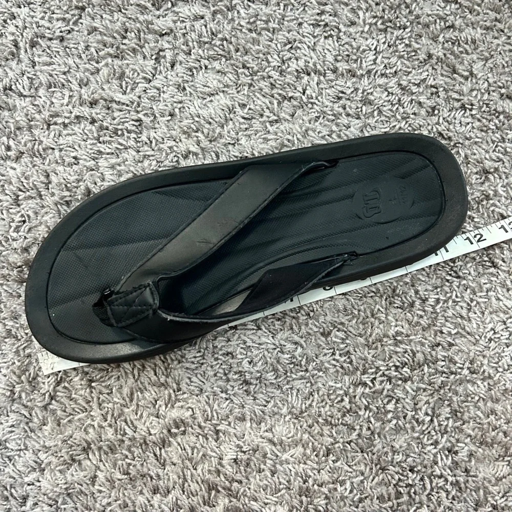 Men's Black Flip‎ Flops Sandals Thong Slip On Size L 11 12 Casual Beach